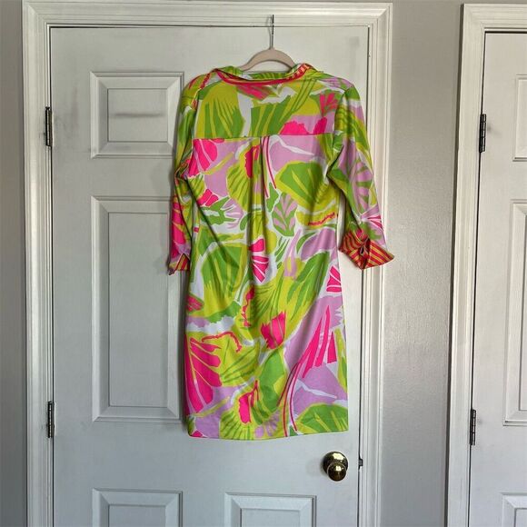 Gretchen Scott Women's M Floral Tropical 3/4 Sleeve Knee Length Dress - Picture 3 of 4